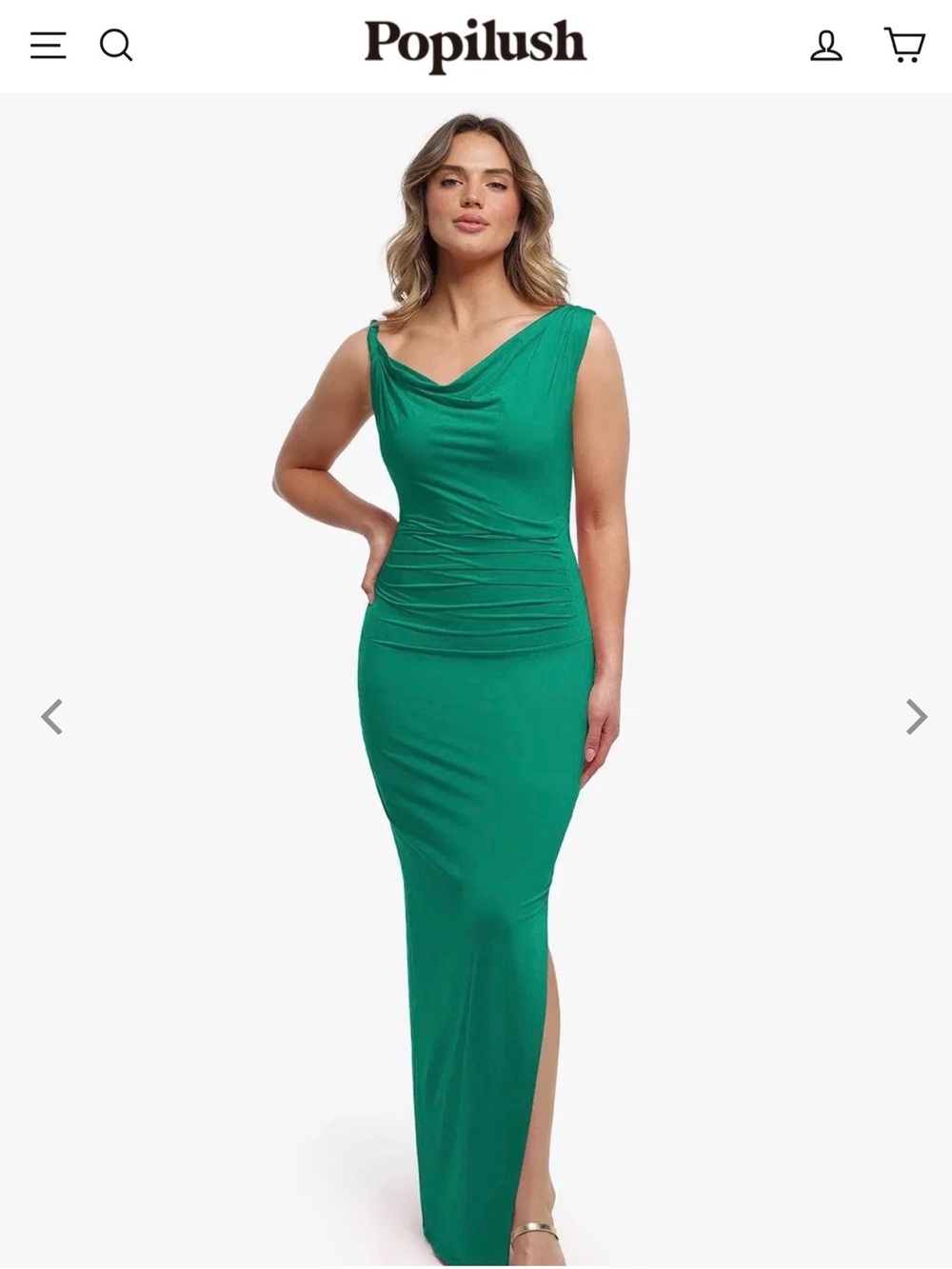 Popilush Emerald Cowl-Neck Maxi Dress